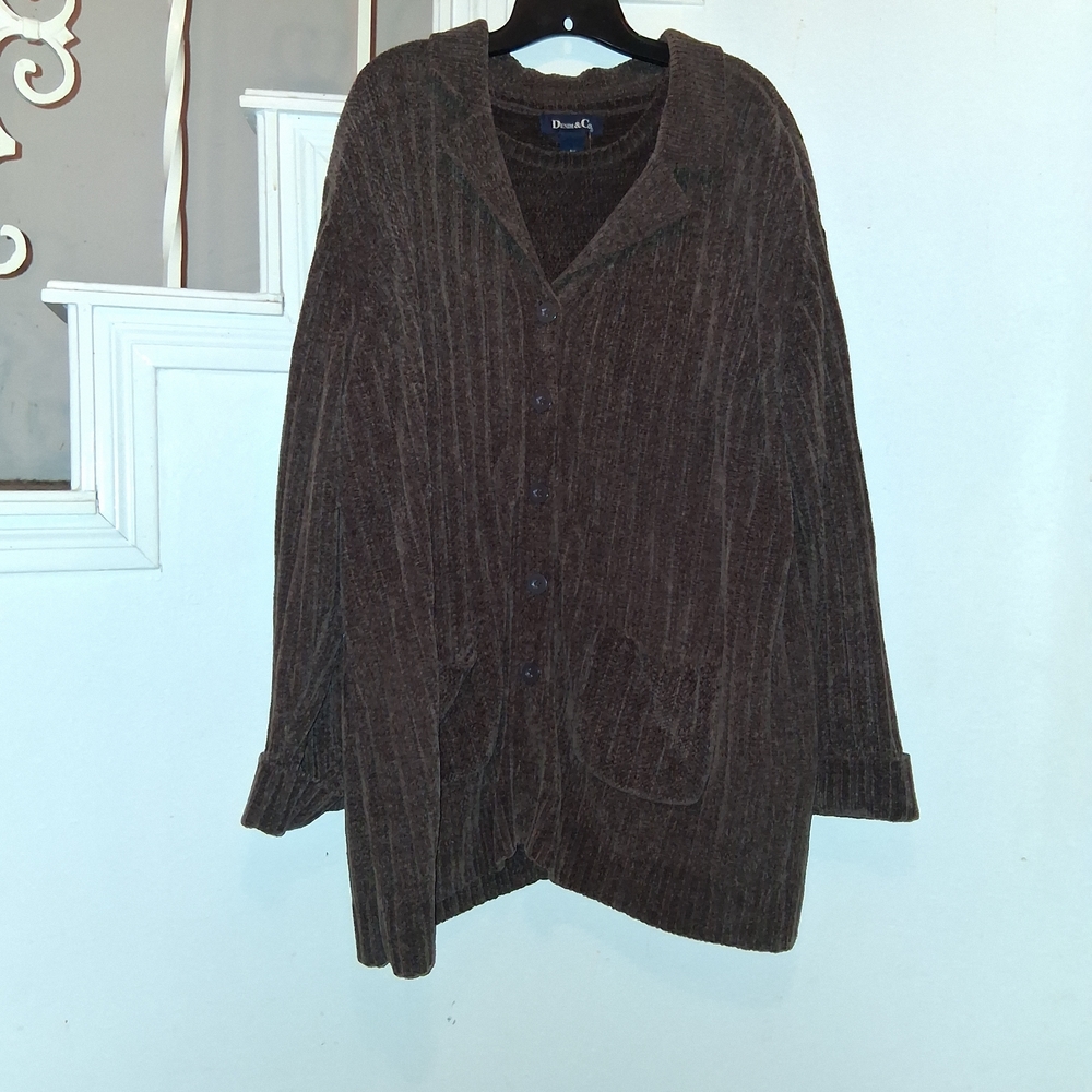 Denim&Co Women's Dark Brown Cardigan Sweater